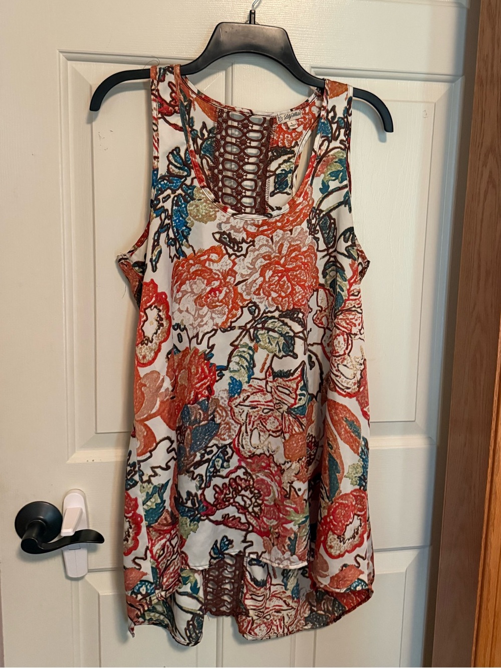Lily White Multicolor Floral Crochet-Back Tunic